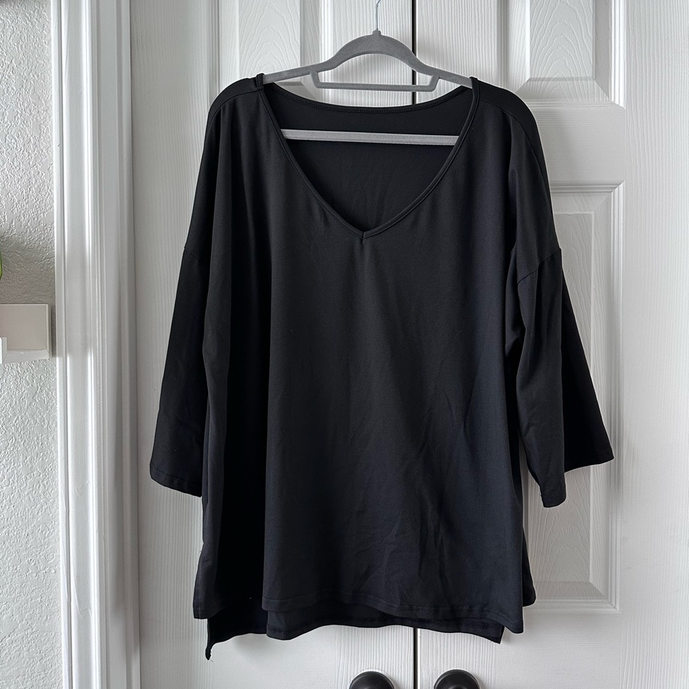 Black V-Neck Women's Top